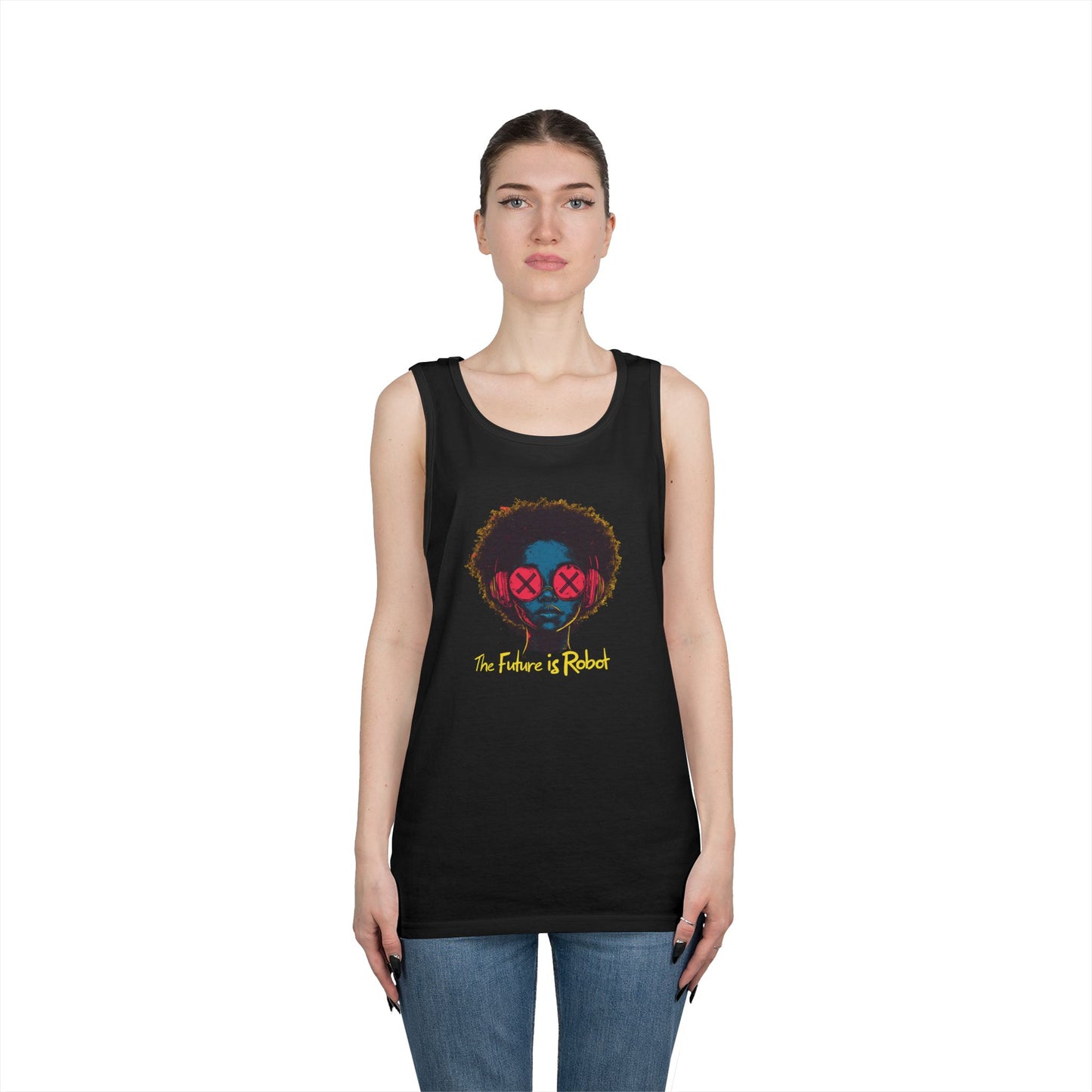 The Future is Robot: Graphic Tank Top, Music Lover Apparel, Unisex Summer Wear, Festival Tee, Gift for Artists