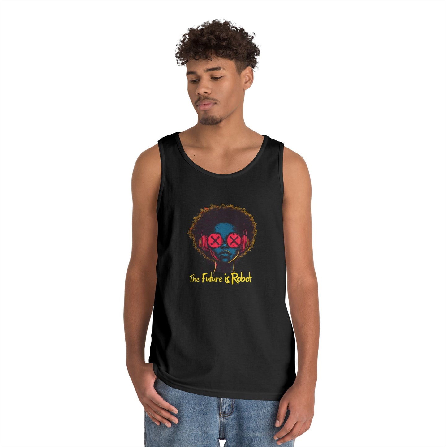 The Future is Robot: Graphic Tank Top, Music Lover Apparel, Unisex Summer Wear, Festival Tee, Gift for Artists