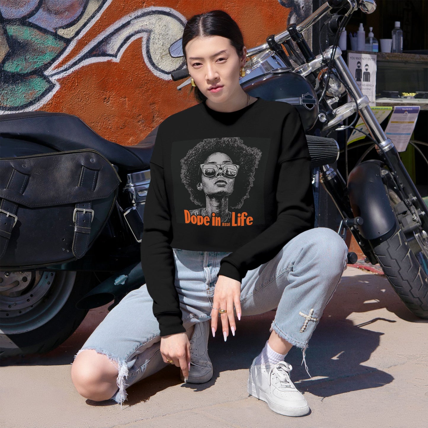 "Dope in Life" = Stylish Women's Cropped Sweatshirt