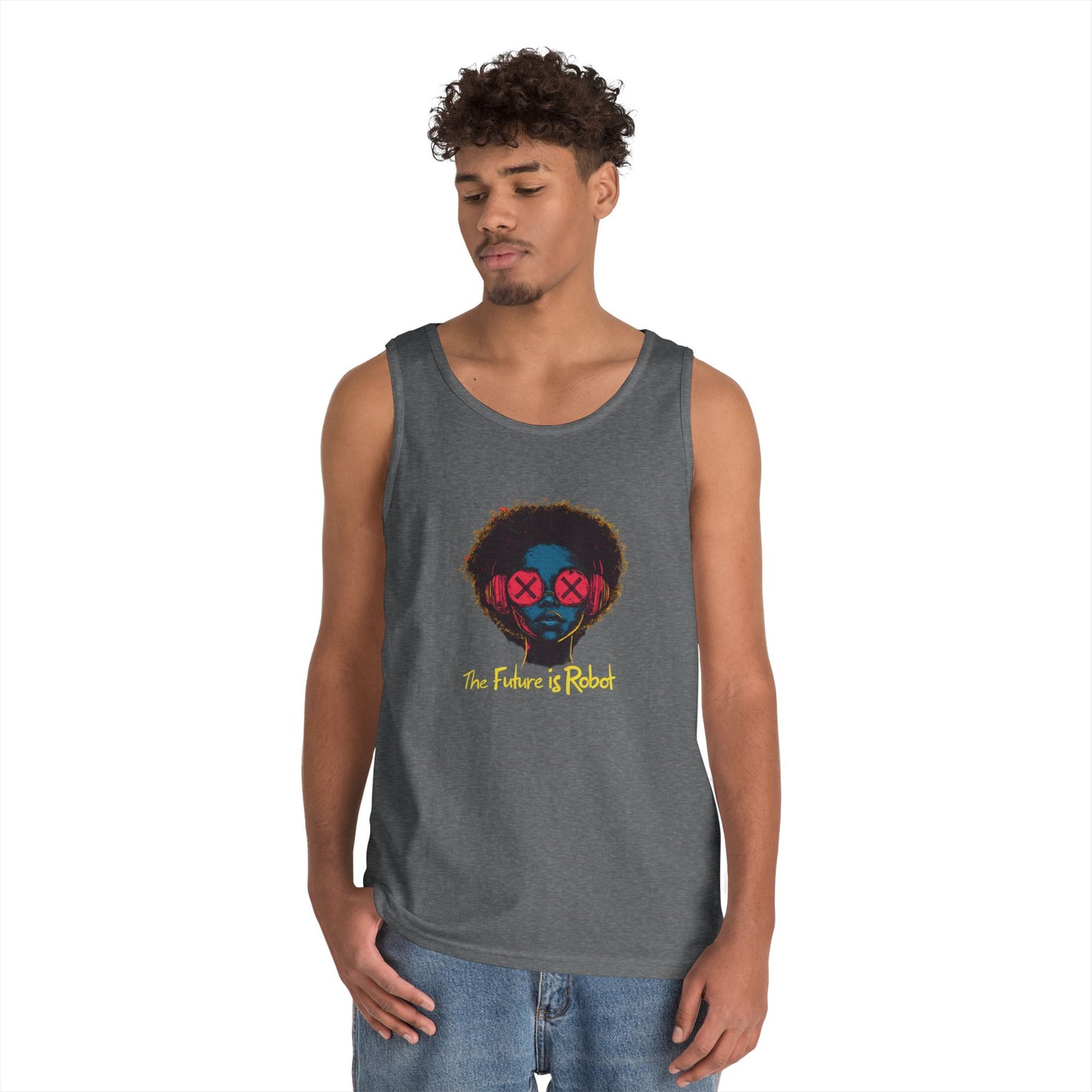 The Future is Robot: Graphic Tank Top, Music Lover Apparel, Unisex Summer Wear, Festival Tee, Gift for Artists
