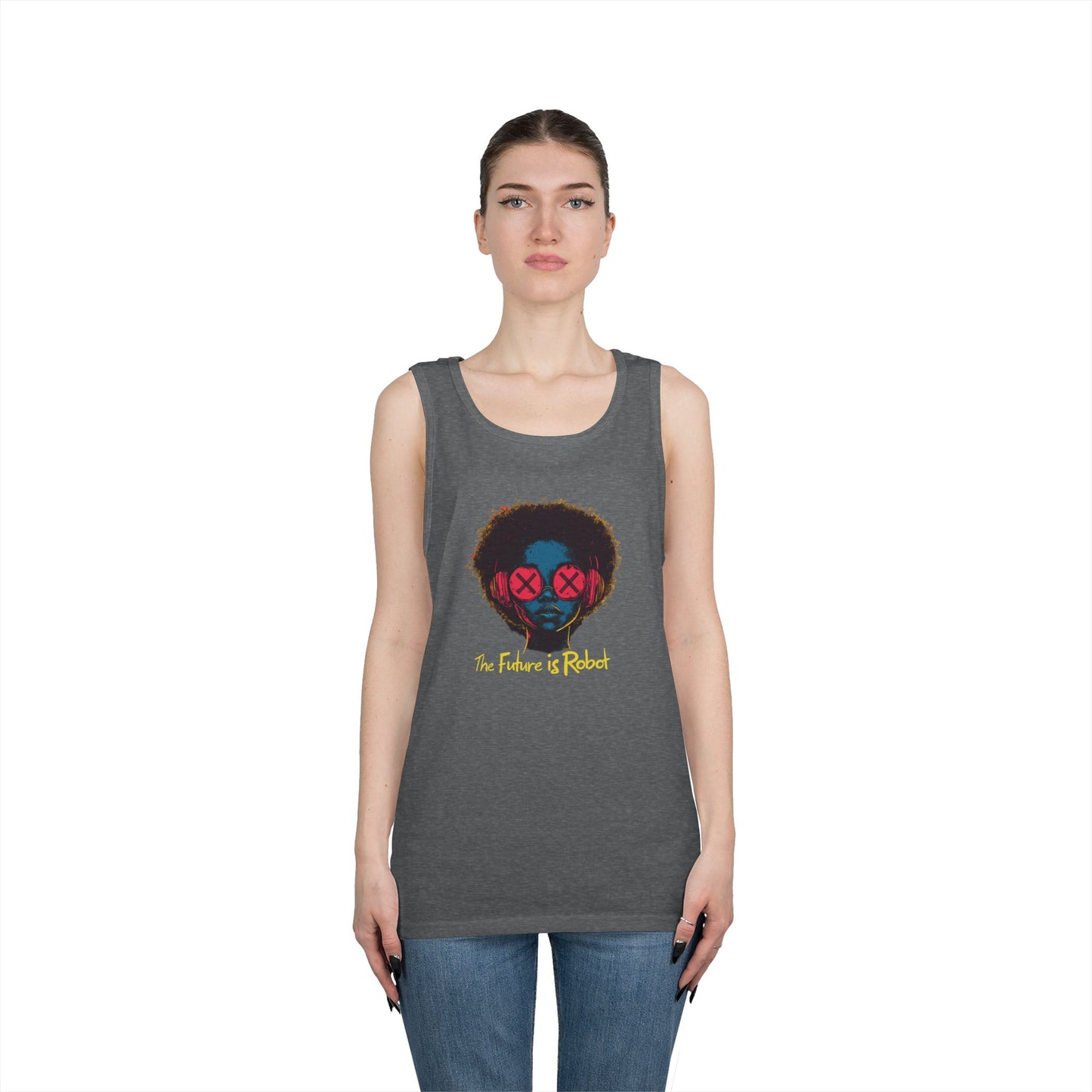 The Future is Robot: Graphic Tank Top, Music Lover Apparel, Unisex Summer Wear, Festival Tee, Gift for Artists