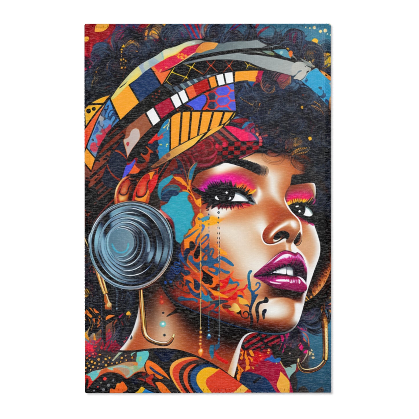 Vibrant Artistic Area Rug - Modern  Woman Design