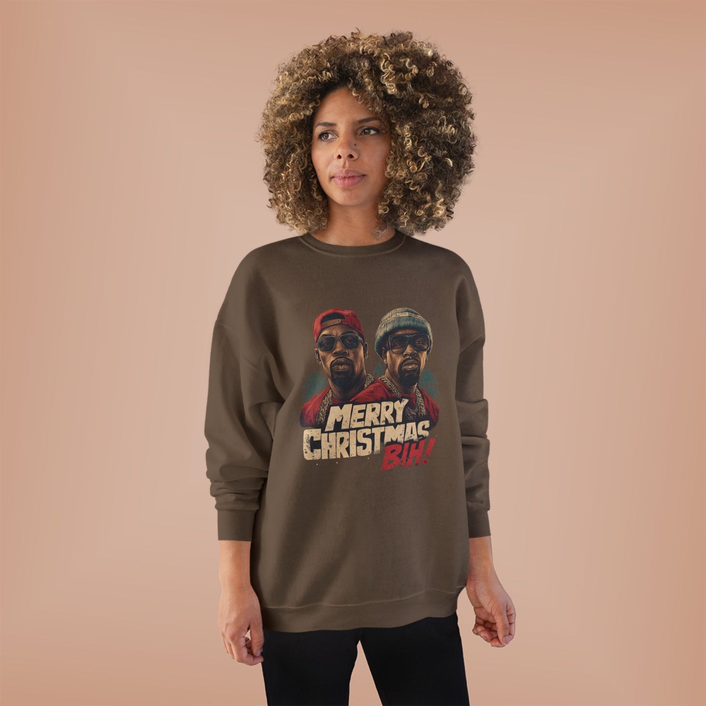 Christmas Crewneck Sweatshirt — "Merry Christmas B!H!" Retro Holiday Pullover