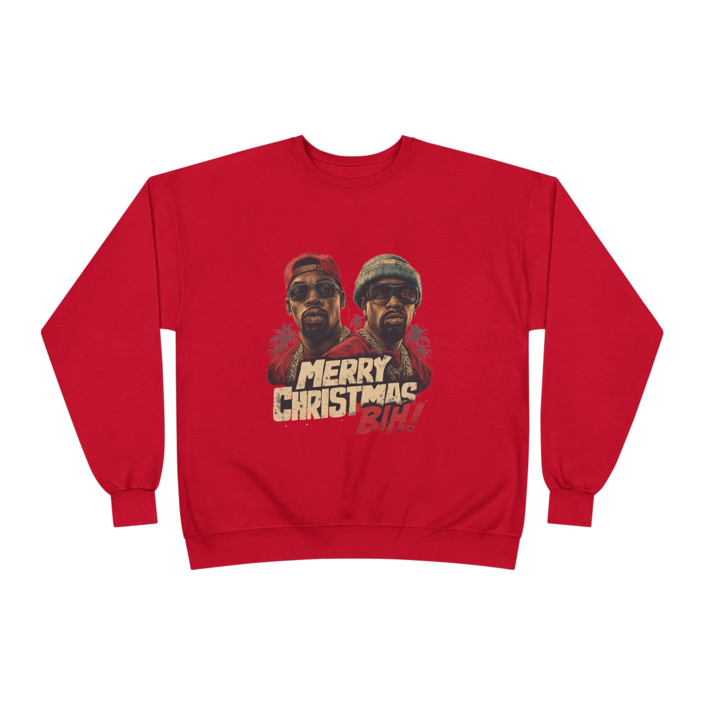 Christmas Crewneck Sweatshirt — "Merry Christmas B!H!" Retro Holiday Pullover