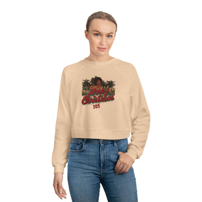 Merry Christmas, 305: Vintage Graphic Women's Cropped Fleece Pullover