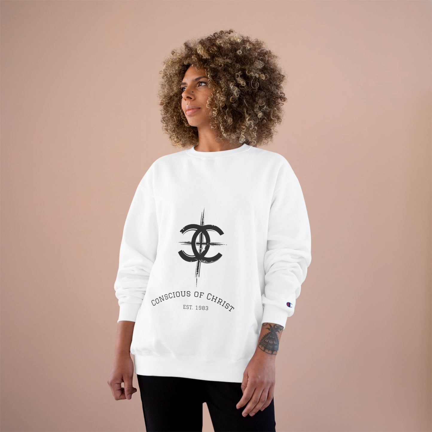 Conscious of Christ Champion Sweatshirt - Faith-Inspired Apparel
