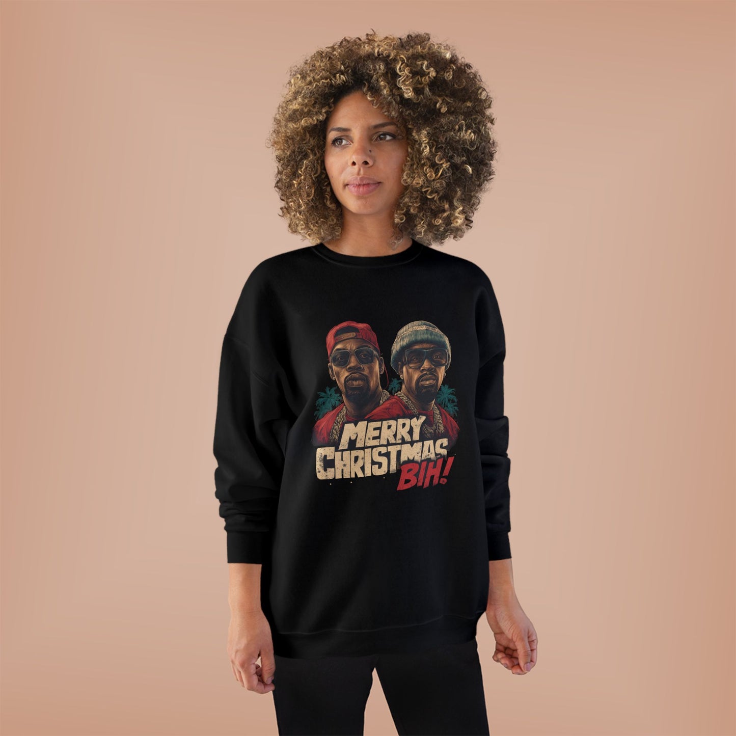 Christmas Crewneck Sweatshirt — "Merry Christmas B!H!" Retro Holiday Pullover
