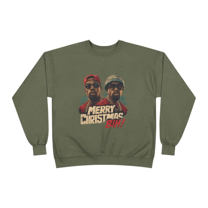 Christmas Crewneck Sweatshirt — "Merry Christmas B!H!" Retro Holiday Pullover