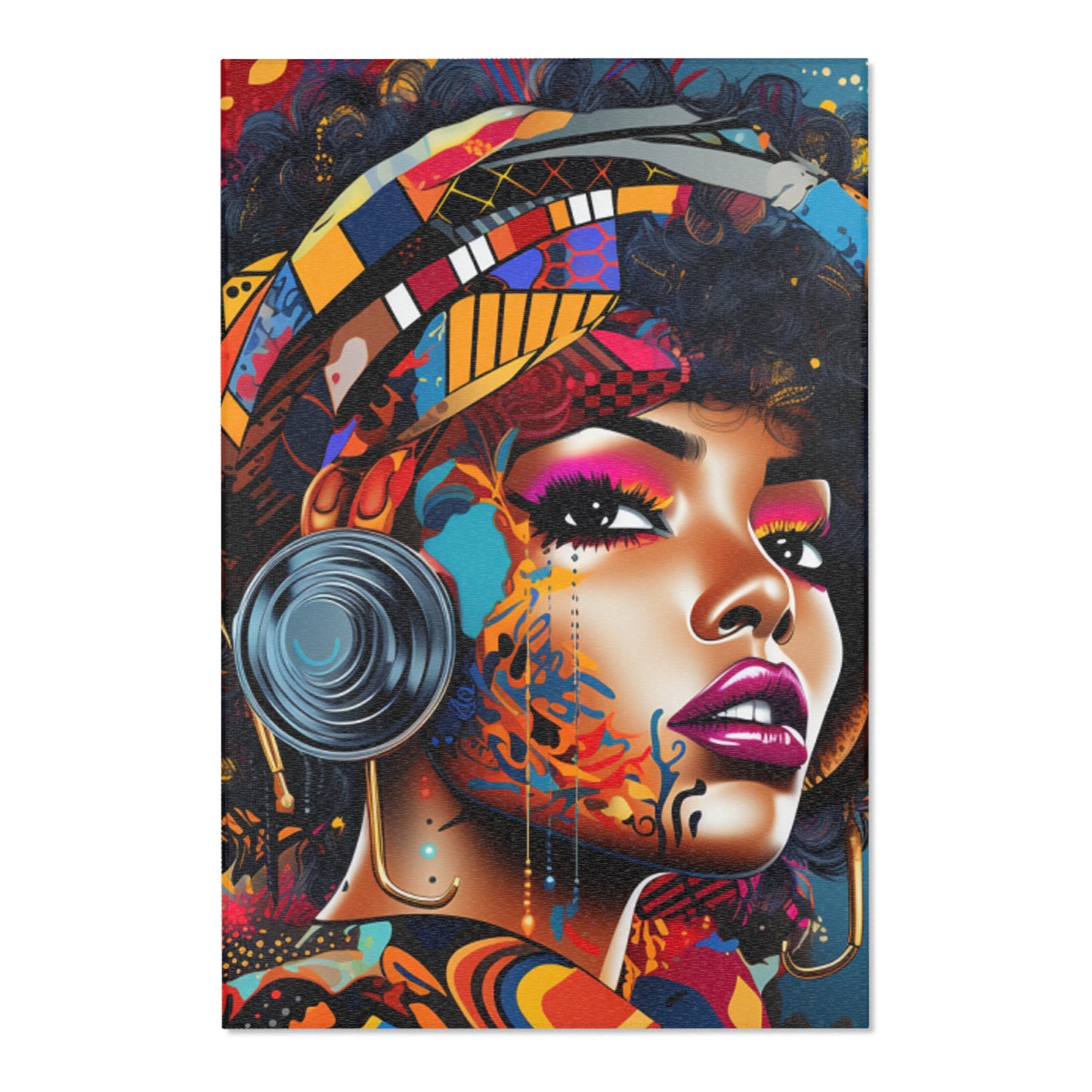 Vibrant Artistic Area Rug - Modern  Woman Design