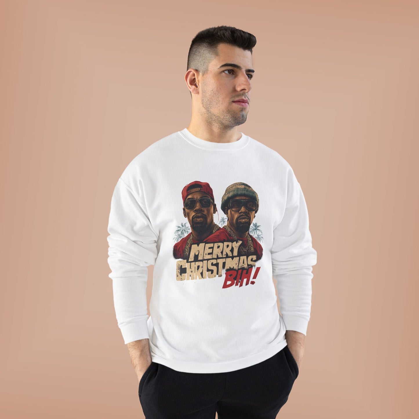 Christmas Crewneck Sweatshirt — "Merry Christmas B!H!" Retro Holiday Pullover