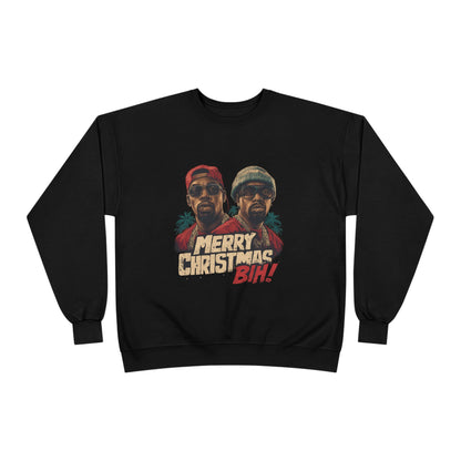 Christmas Crewneck Sweatshirt — "Merry Christmas B!H!" Retro Holiday Pullover