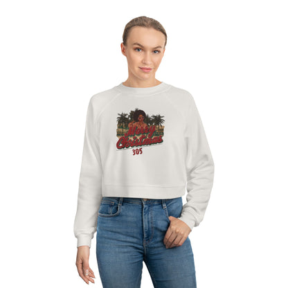 Merry Christmas, 305: Vintage Graphic Women's Cropped Fleece Pullover