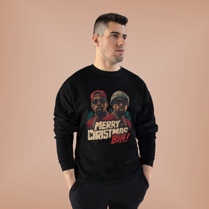 Christmas Crewneck Sweatshirt — "Merry Christmas B!H!" Retro Holiday Pullover