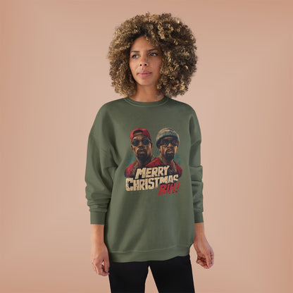 Christmas Crewneck Sweatshirt — "Merry Christmas B!H!" Retro Holiday Pullover