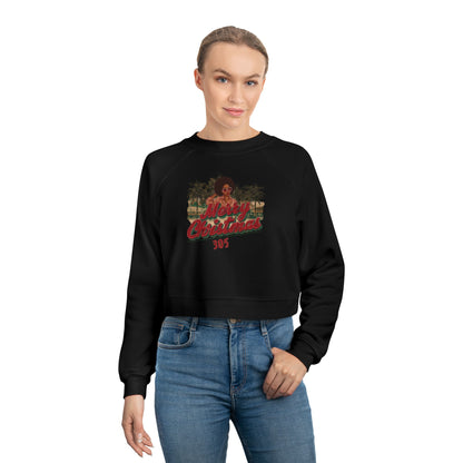 Merry Christmas, 305: Vintage Graphic Women's Cropped Fleece Pullover