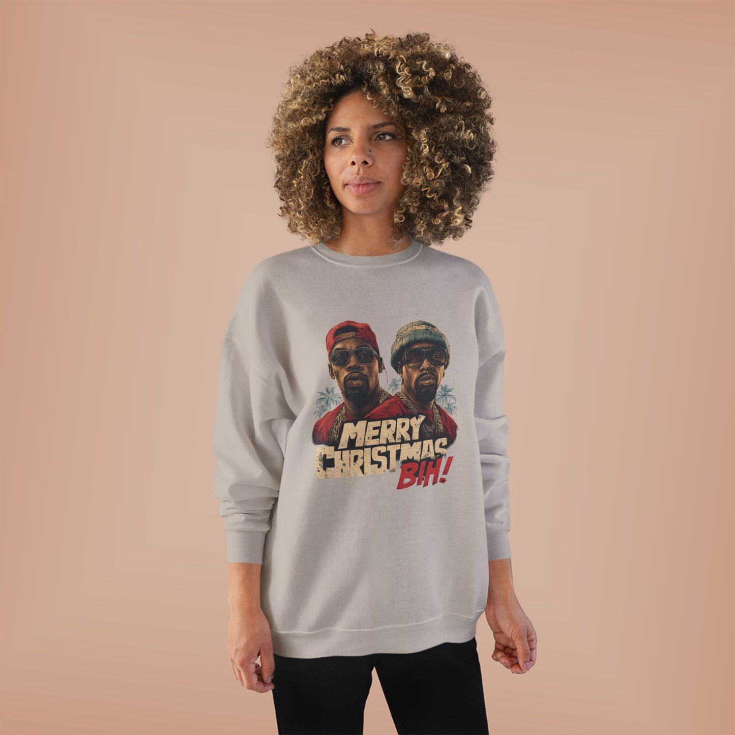 Christmas Crewneck Sweatshirt — "Merry Christmas B!H!" Retro Holiday Pullover