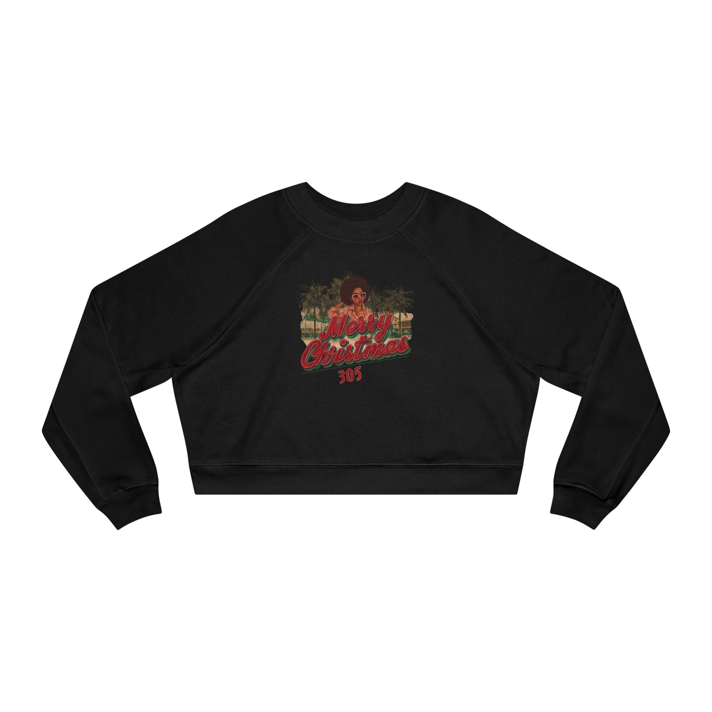 Merry Christmas, 305: Vintage Graphic Women's Cropped Fleece Pullover