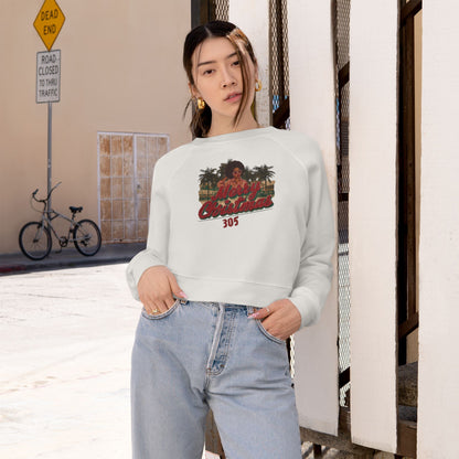 Merry Christmas, 305: Vintage Graphic Women's Cropped Fleece Pullover