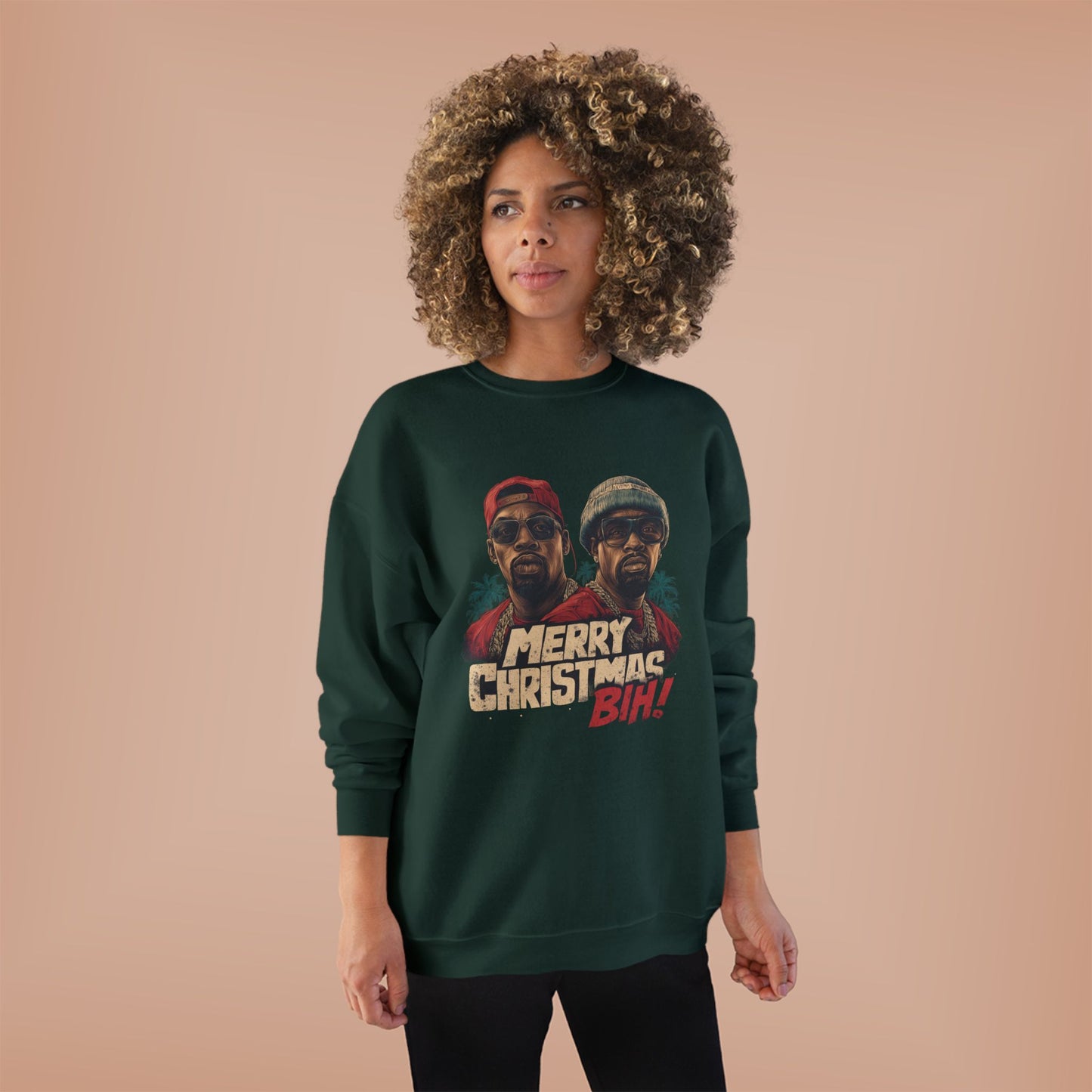 Christmas Crewneck Sweatshirt — "Merry Christmas B!H!" Retro Holiday Pullover